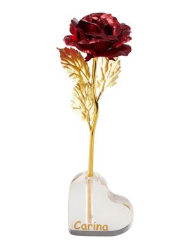 Ewige Rose "Herz" personalisiert mit Namen gold