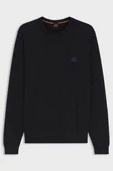 Maglia misto lino con toppa uomo blu scuro