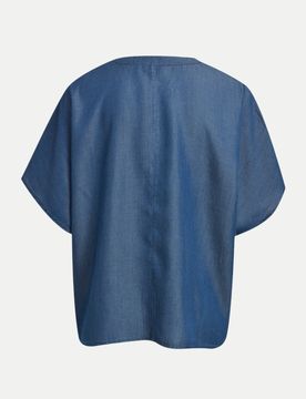 OVERSIZED BLOUSE W STAND UP COLLAR Blau 40