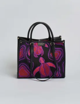 Borsa Atena Biosfera media My Bag nera con disegno tartarughe - Best - FashionsVida