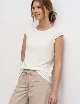 Dropped Shoulder Shirt mit Crochet Details female Weiß - Street One - FashionsVida