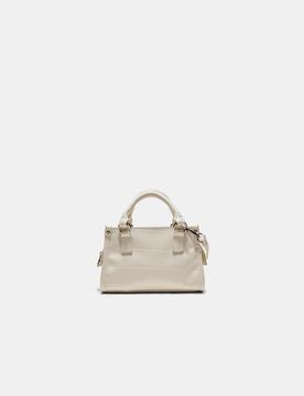 Mini-Tote-Umhängetasche mit Krokoprägung Ecru OS