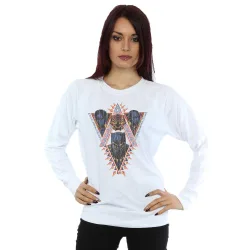 Women's Black Panther Tribal Heads Sweatshirt in White Size: XL - White - Size: XL