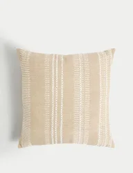 Pure Cotton Embroidered Cushion Neutral