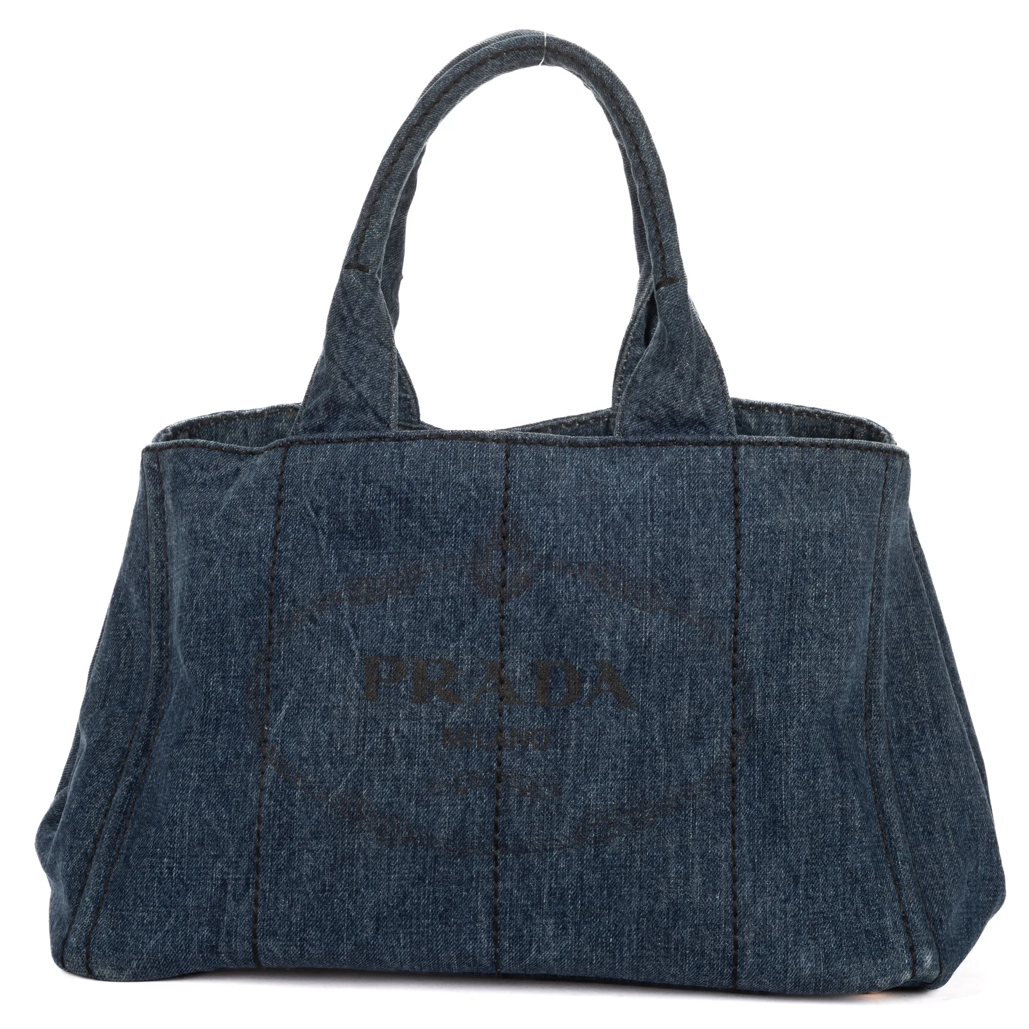 Pre-Owned Womens Medium Canapa Tote Shoulder Bag - Blue - One Size - Prada - FashionsVida