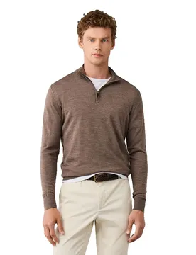 Pull à Demi-zip Hm7000205 Putty Beige M