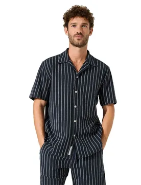Camicia A Maniche Corte P261292 Blue Graphite L - Garcia - FashionsVida