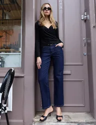 Mid Rise Straight Leg Jeans Blue female