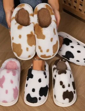 Spotted Wool Slippers for Home Use, Anti-slip Cotton Slippers for Women, Fleece for Warmth, Thick-soled Winter Slippers for Men - Aliexpress - FashionsVida