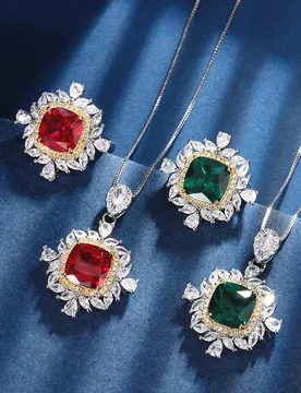 New gold-plated jewelry set with colorful ruby gemstones, vintage chunky set for women 10*10 - Aliexpress - FashionsVida