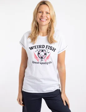 Women's South Shore Front Print Graphic T-Shirt in White Size: 20 - White - Size: 20 - Weird Fish - FashionsVida