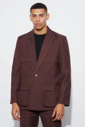 Herren Entspannter Cargo-Blazer Chocolate Größe 36