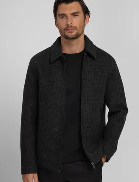 Draycote Mens Shadow Check Harrington Jacket - - Size: M - Steel & Jelly - FashionsVida