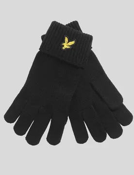 Men's Merino Wool Blend Gloves Jet Black - Lyle & Scott - FashionsVida