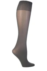 Pair Dark Grey Laura Microfibre Knee Highs Ladies One Size - - Grey - Size: One Size