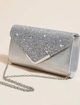 Bolso de noche brillante, elegante bolso de mano tipo sobre de moda para fiestas y bodas - Shein - FashionsVida