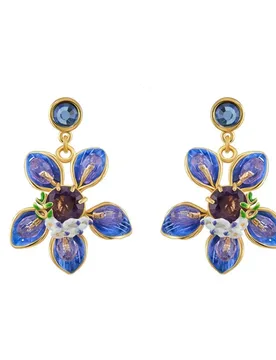 French Sweet Wisteria Flower Earrings for Women, Hand-painted Enamel Glaze Dangle Earrings, Niche Design, Light Luxury Jewelry - Aliexpress - FashionsVida