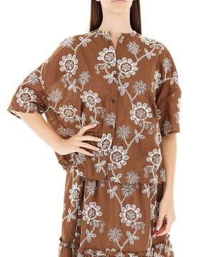 Camicia con ricami MARRONE UNI