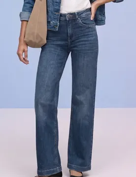 Wide Leg Jeans female Blau