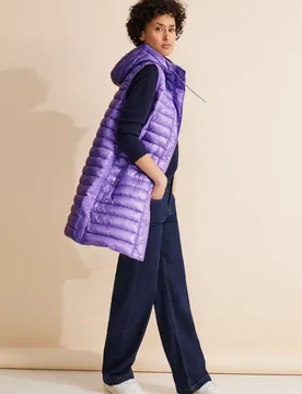 Long Kapuzen Steppweste female Lila - Street One - FashionsVida
