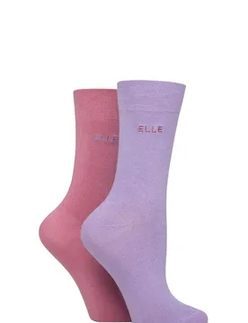 Women's 2 Pair Elle Plain Bamboo Fibre Socks Soft Pastel 4-8 - Assorted - Size: Small - SockShop - FashionsVida