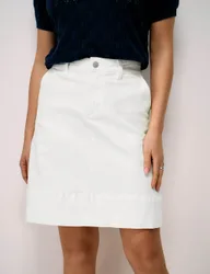 Denim Knee Length A-Line Skirt White female