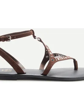 Sandalias planas mujer rombo tachas - Green Coast - FashionsVida