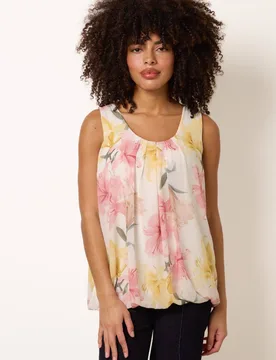 Women's Pink Scoop Neck Puffball Sleeveless Top Size: Small/Medium - Multicolor - Size: S/M - Blue Vanilla - FashionsVida