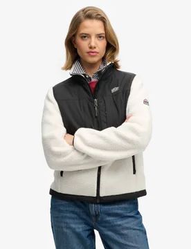 Superdry Damen Polar Fleece Hybrid Trekker Jacke White - Größe: 38 - 99.99 - FashionsVida
