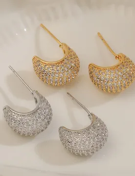 European and American Simple Luxury Copper Plated 18K Gold Zircon Geometric Earrings for Women, Niche High-End Versatile Earring - Aliexpress - FashionsVida