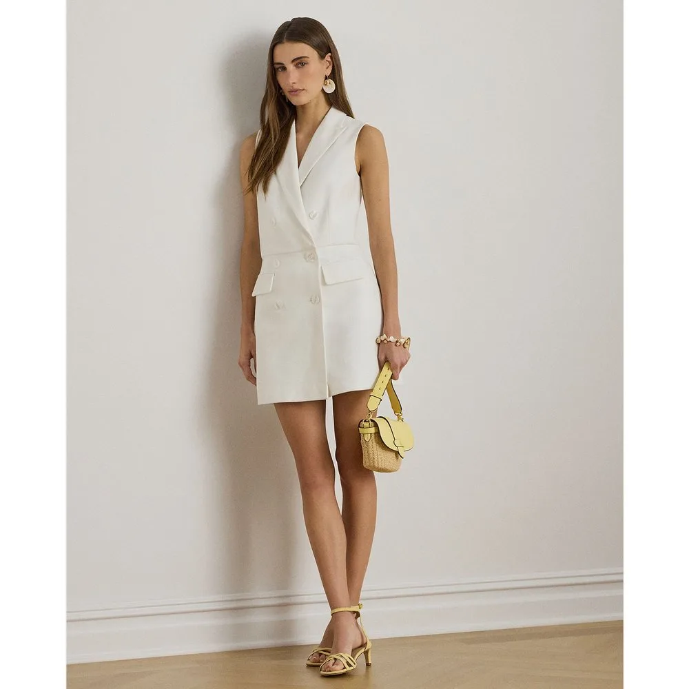 Vestido corto de crepé con doble botonadura - Lauren Ralph Lauren - FashionsVida