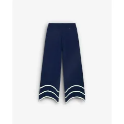 Pantalón de punto de mujer con cintura elástica y ribete a contraste