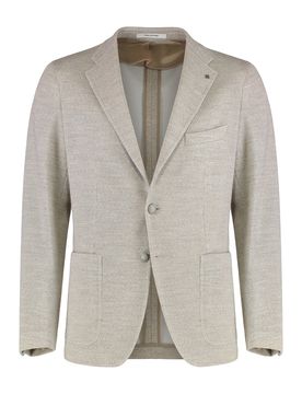 Single-Breasted Wool-Blend Jacket with Notch Collar