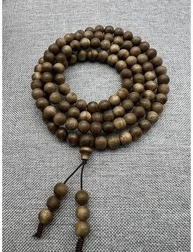 Natural aged green Qinan agarwood bracelet with 108 beads, multi-loop long string for men and women, 0.8 gold leaf - Aliexpress - FashionsVida