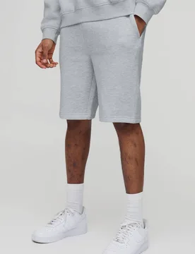 Herren Große Größen Schmal Geschnittene Mittellange Essential Shorts Grey Marl Größe Large - boohooMAN - FashionsVida