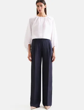 Bundfaltenhose aus 100% Leinen Blau 42 - Seidensticker - FashionsVida