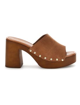 Sandalo marrone in pelle con tacco e borchie Must Have 11933 40
