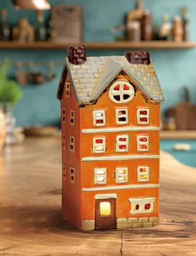 Windlicht Haus aus Steingut 5 bunt - Wurm - FashionsVida