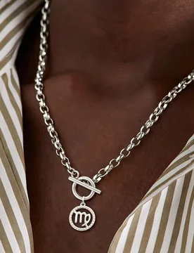Pieza Nuevo colgante redondo minimalista de 12 signos del zodiaco, collar de cadena de acero inoxidable dorado de moda para hombres - Shein - FashionsVida