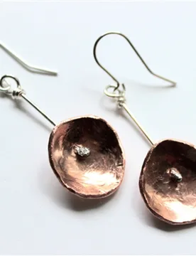 Recycled Nectar Copper and Silver Drop Earrings - La Jewellery - FashionsVida