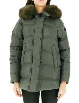 Piumino con pelliccia VERDE SCURO 46