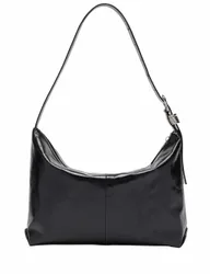 Leather Buckle Detail Shoulder Bag Black female