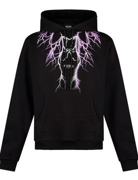 Felpa Leggera Cappuccio Uomo Lightning Hoodie Black/purple/grey