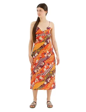 Vestito Lungo Senza Maniche Printed Slip Fluro Red Michinaga XS