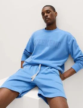 Cotton Rich Printed Pyjama Top Blue male - M&S - FashionsVida