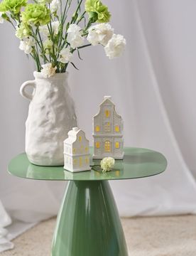 Lampada LED in ceramica a forma di casa - bianco
