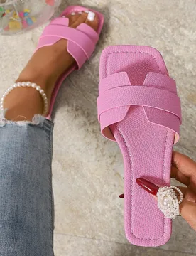 Sandalias planas casuales con tiras para mujer, cómodas y adecuadas para playa, ocio, primavera/otoño, esencial para vacaciones - Shein - FashionsVida