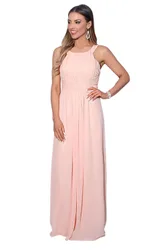 Women's Pleated Front Chiffon Maxi Dress in Pink Size: 14 - Pink - Size: 14