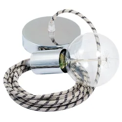 Cables Suspension Luminaire Rd53 Stripes 50 Cm Tree Bark / Chrome Plated One Size