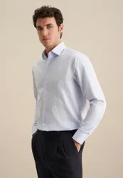 Regular Business Hemd Gestreift Blau 45